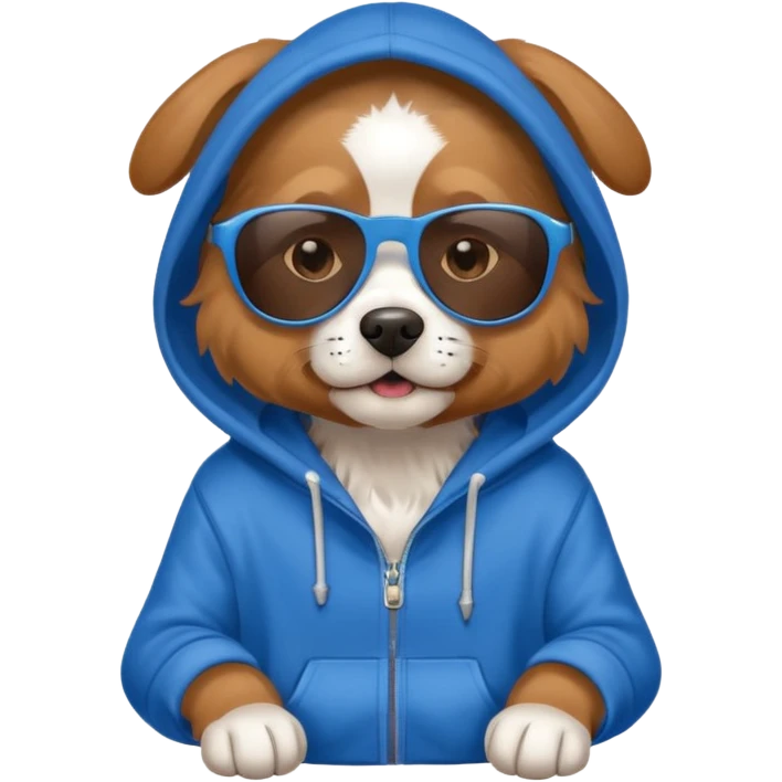 Dog wearing hoodie with sunglasses  emoji