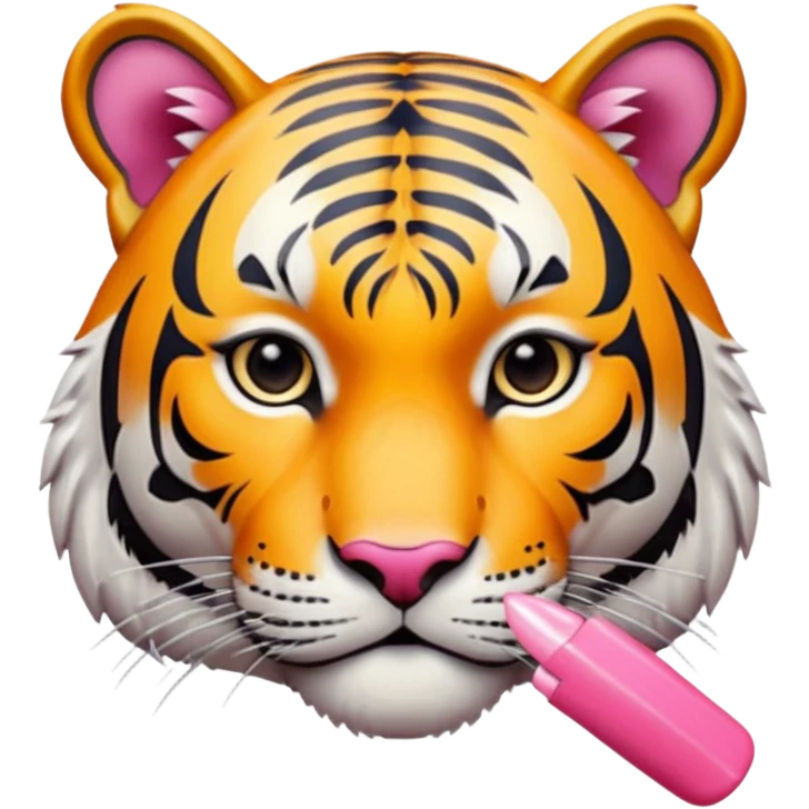 Tiger with long pink nails emoji