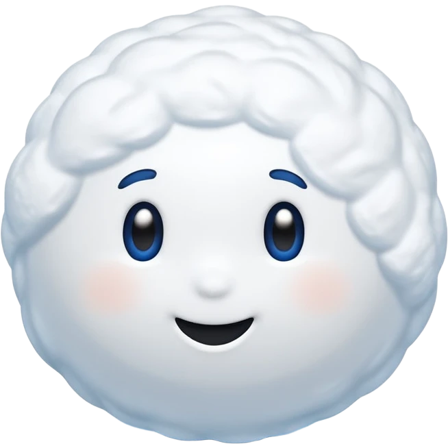 fluffy cold snowball with smooth wind-like trail of white and blue showing motion, modern iOS emoji style minimal rounded soft shadows gentle highlights emoji