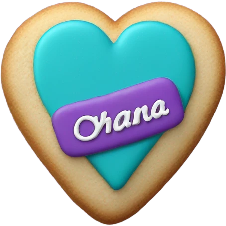 Teal purple Cookie heart with ohana emoji