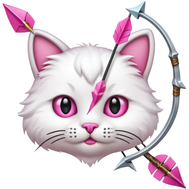 Emoji cat head white emoji with pink bow and arrow emoji