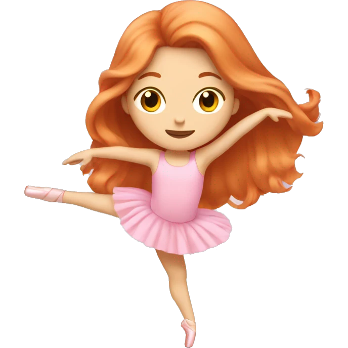 long hair ginger doing ballet in pink clothes emoji