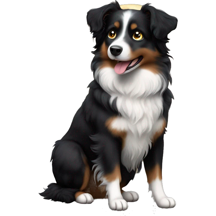 Small black australian shepherd dog moon emoji