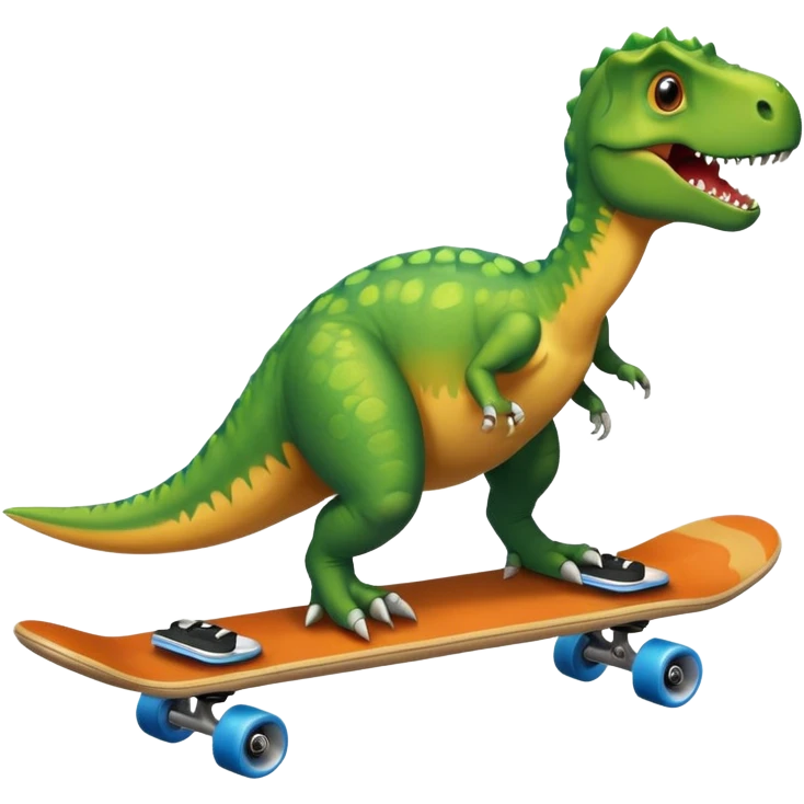 Dinosaur on a skateboard emoji