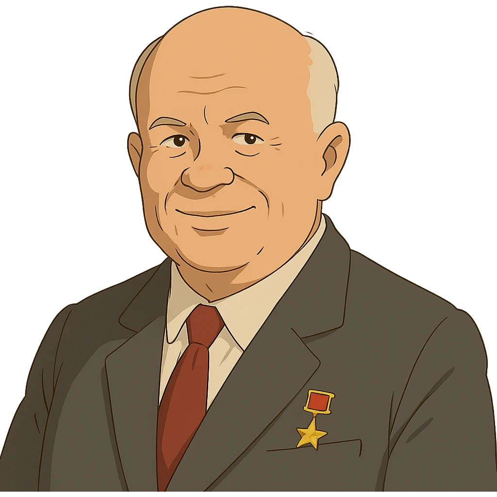 ghibli style portrait of Nikita Khrushchev emoji