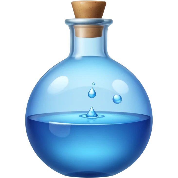 FANTASY MAGIC MANA BLUE POTION TILTED TO THE LEFT IN A CIRCLE BOTTLE very glossy emoji