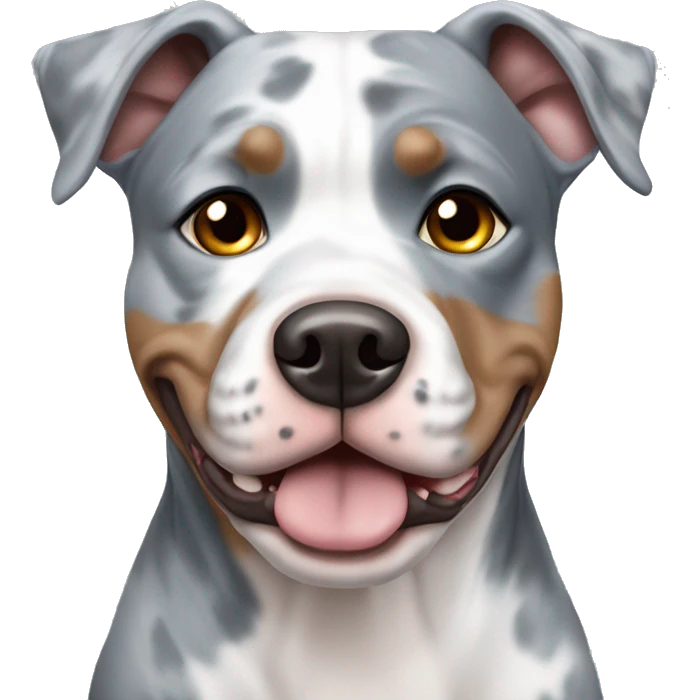 Blue Merle pitbull with one brown eye and one blue emoji
