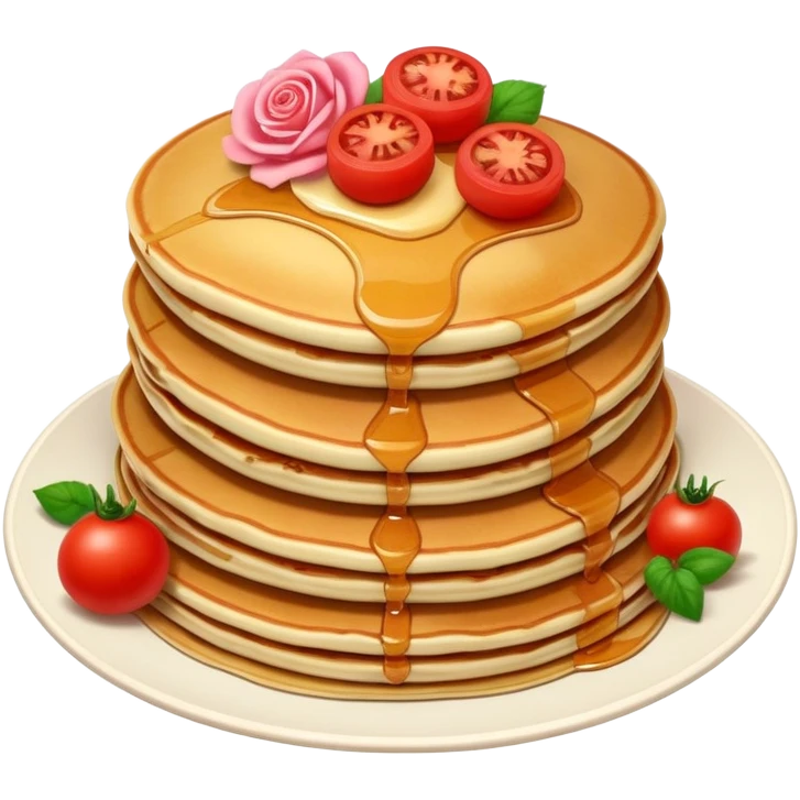 pancakes with tomatoes and roses emoji