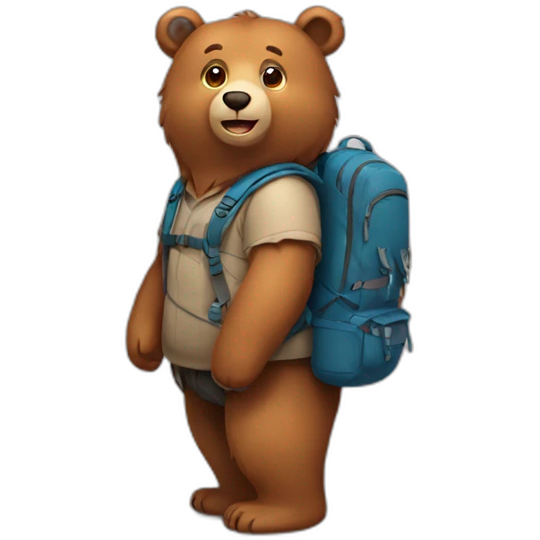 a bear wearing a backpack emoji