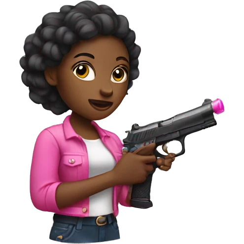 black female holding pink gun emoji