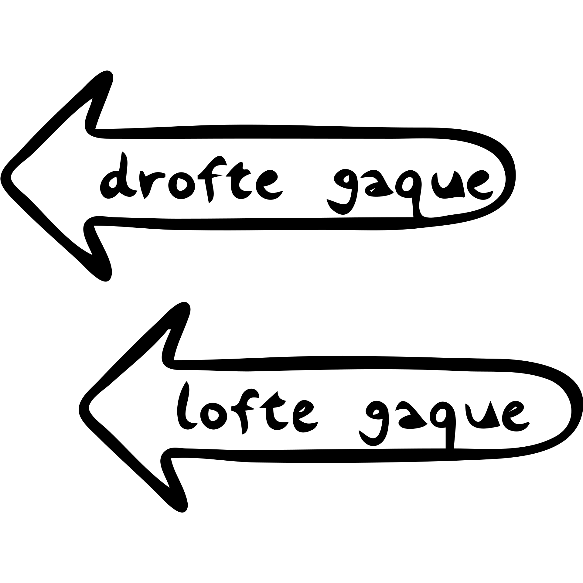 Directional arrows pointing right and left with "droite gauche" text emoji
