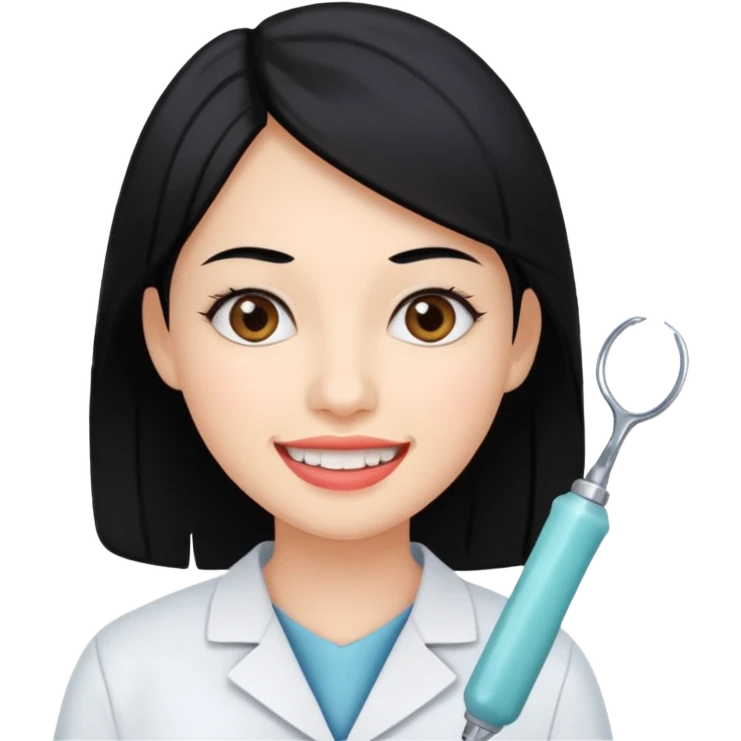 estudiante mujer de odontología con el cabello negro  emoji