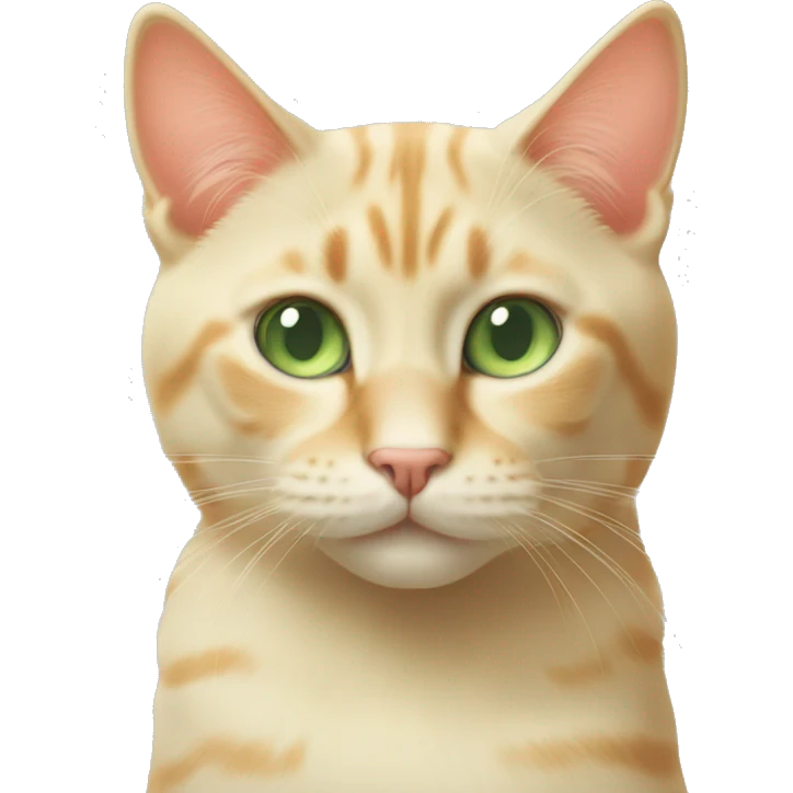 Blonde cat with sage green eyes and a salmon colored nose emoji