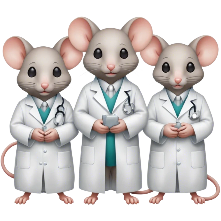 Three blind mice dressed as doctors emoji
