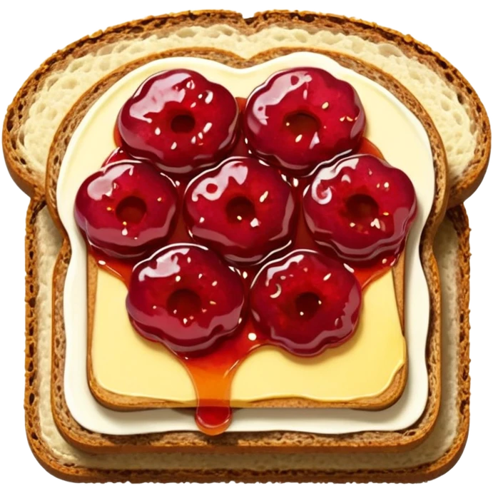 2 slices with pice of butter and jam on top  emoji