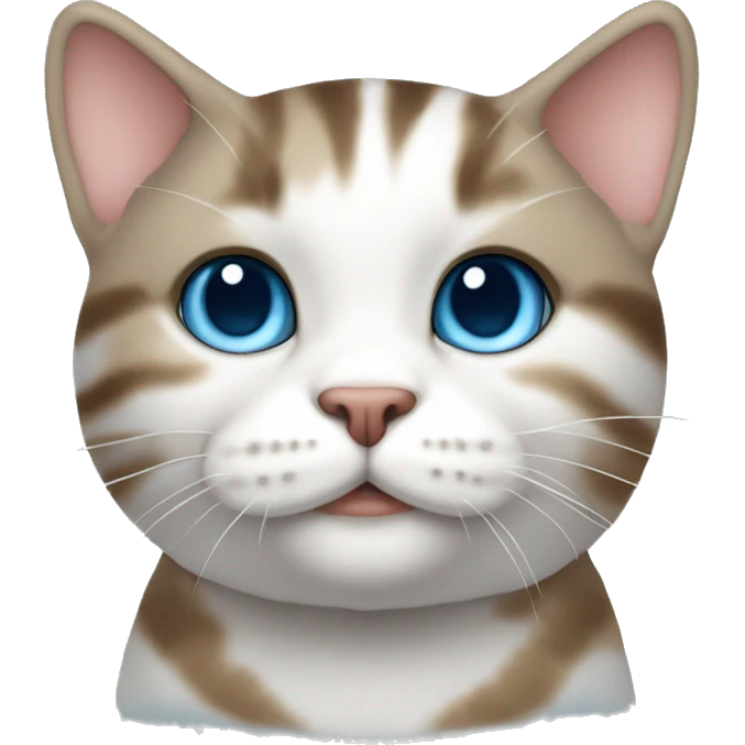chubby brown white tabby blue-eyed standing emoji