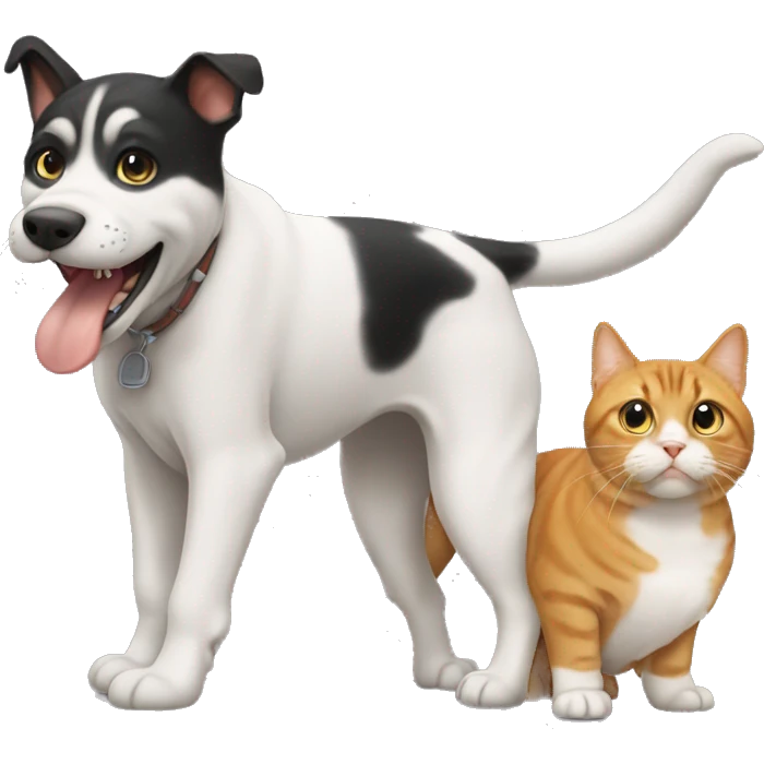 crea un emoji de un perro saltando sobre un gato emoji