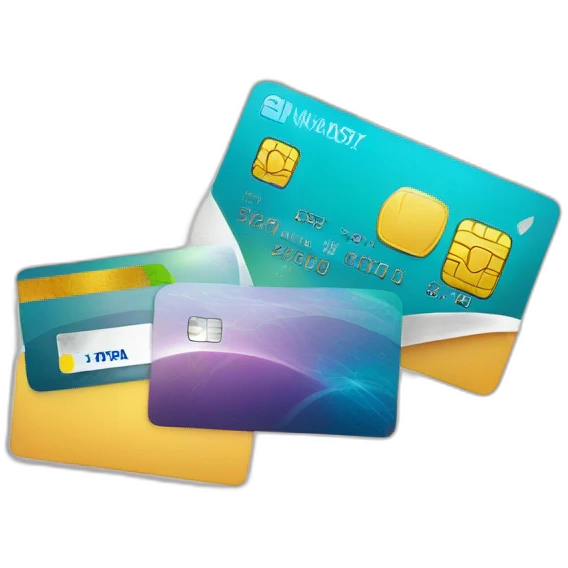 A few credit cards paying cheque emoji