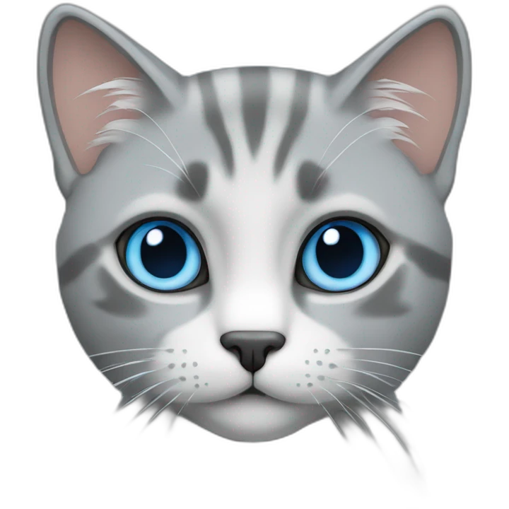 Blue eyed Grey Cat with smg emoji