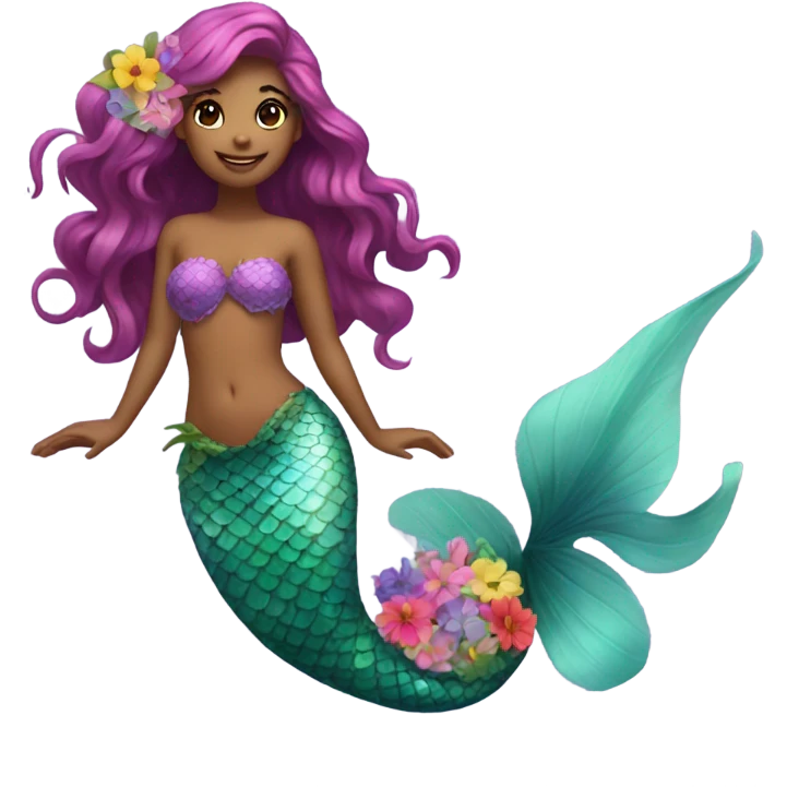 A pretty mermaid with flowers  emoji