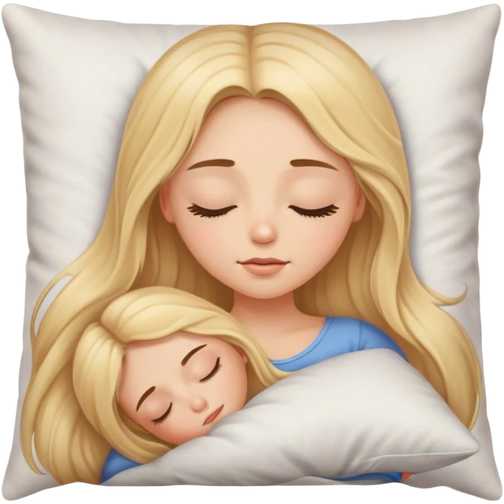 Chica güera cabello largo ojos cafés durmiendo en una almohada  emoji