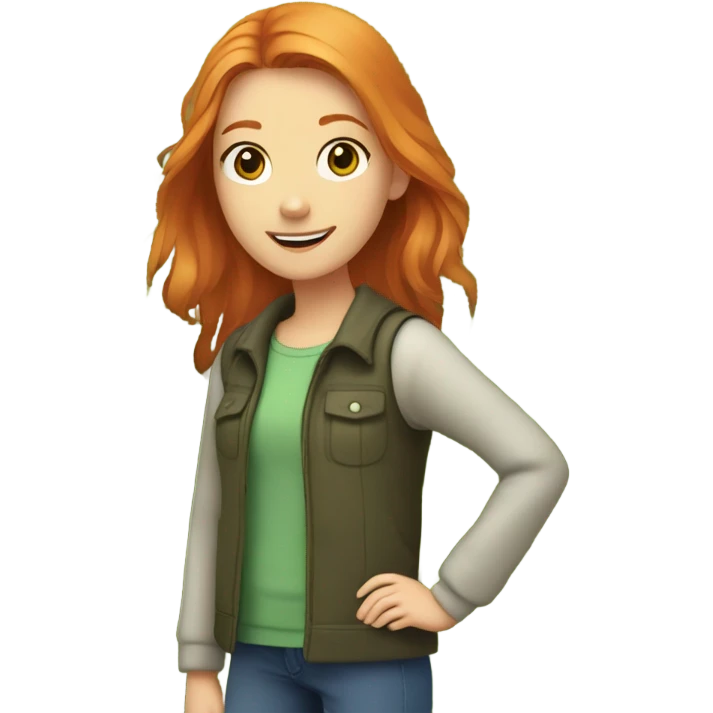 Ginger young girl green ryes emoji