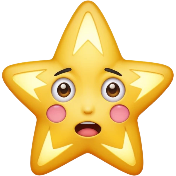 star character with shocked face glowing too bright emoji