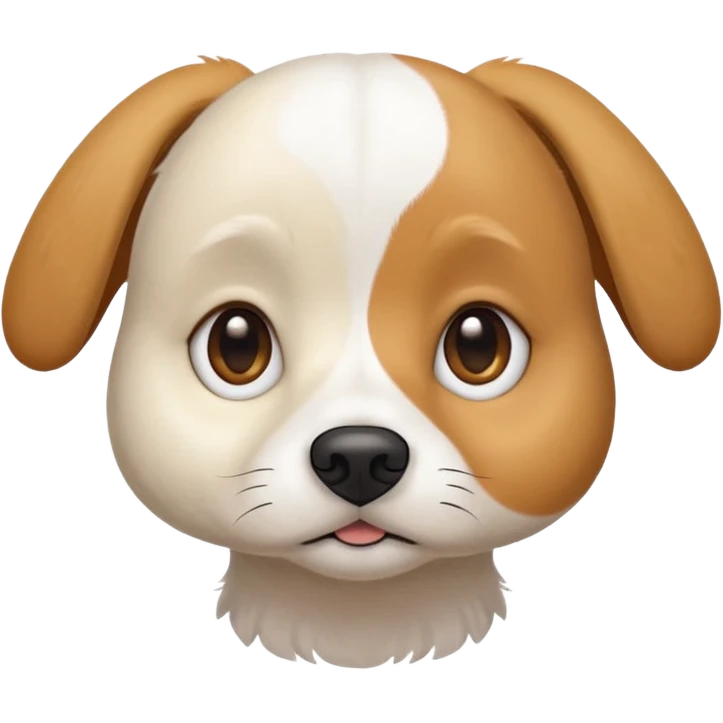 a white beagle x maltese x chi dog the size of a kelpie with light brown ears and a light brown patch on one eye emoji