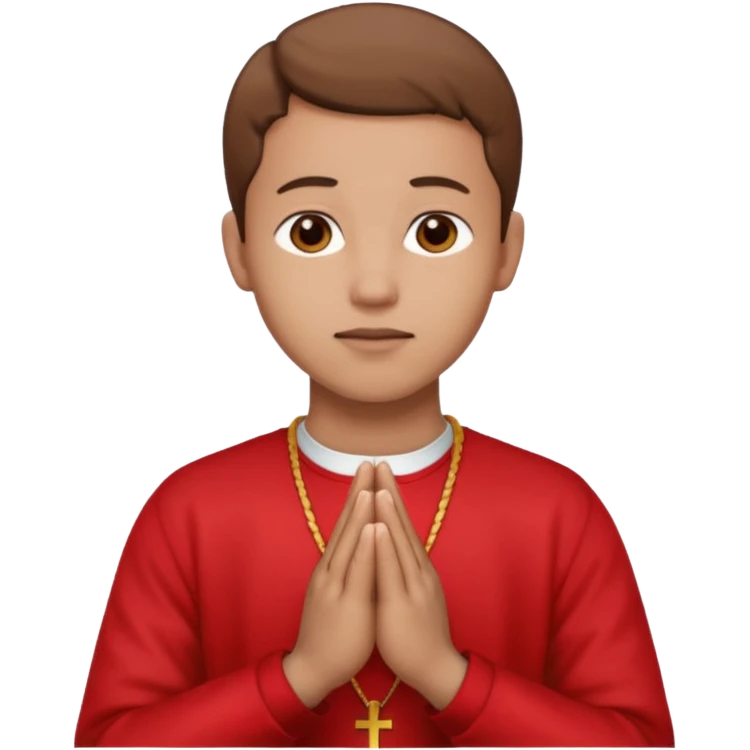 Brown praying hands emoji but with red sleeves instead of blue   emoji