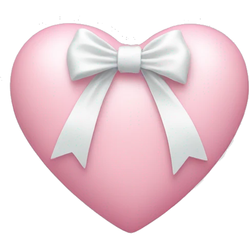 Pastel pink heart with white bow emoji