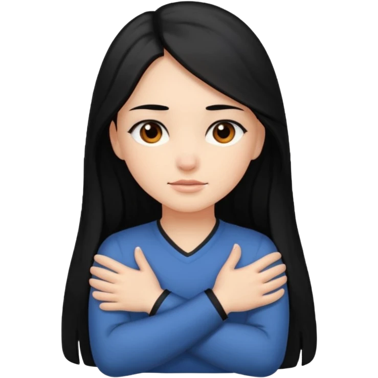 girl holding neck with arms crossed emoji