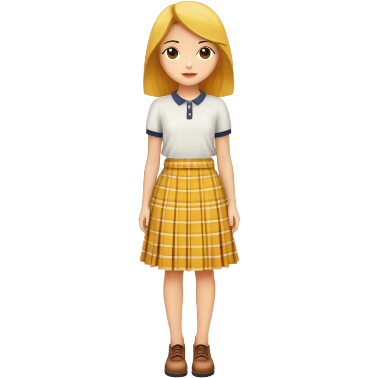 A medium size mustard yellow skirt with a subtle checkered pattern, trendy and casual.
 emoji