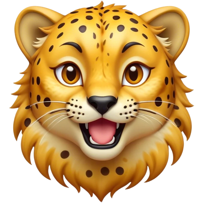 Cinematic Comical Cheetah Portrait Emoji, Head tilted dramatically with an exaggeratedly amused expression, featuring a striking, glossy golden Fur with bold spots, wide, expressive amber eyes filled with playful disbelief, Simplified yet hilariously expressive features, highly detailed, glowing with a slightly sassy glow, high shine, dramatic yet playful, stylized with an air of cheeky mischief, bright and endearing, soft glowing outline, capturing the essence of a spirited and over-the-top cheetah, so meme-worthy it feels like it could dash its way into internet fame instantly! emoji