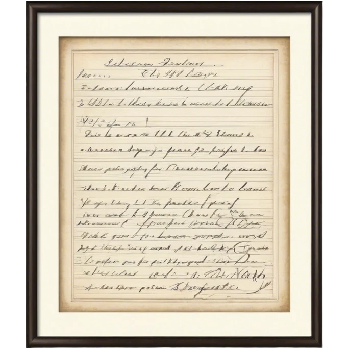 Icon for Autograph Collecting: several vintage framed with signatures of famous celebrities sheets stacked one on top of the other, each . The icon should evoke the charm and history of collecting autographs. Transparent background. emoji