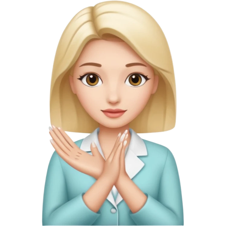 Beautician course master with holding hands emoji