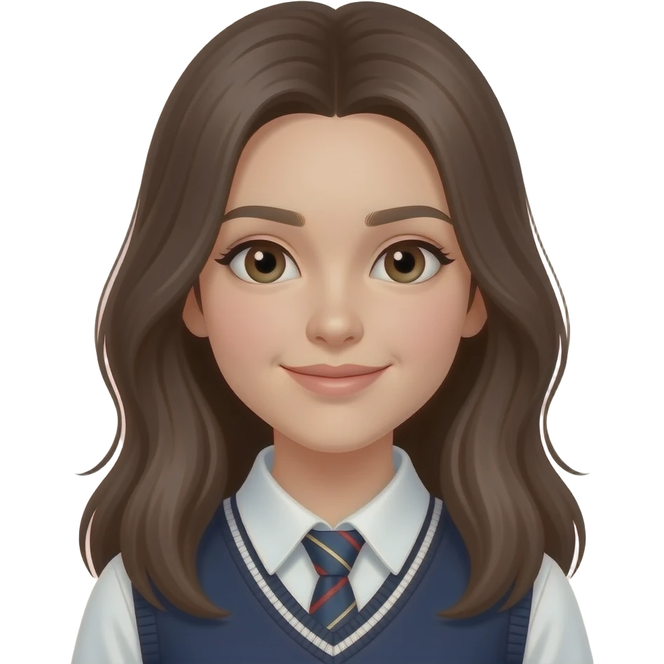 A high school student with a pretty face, fair skin, and long hair. emoji