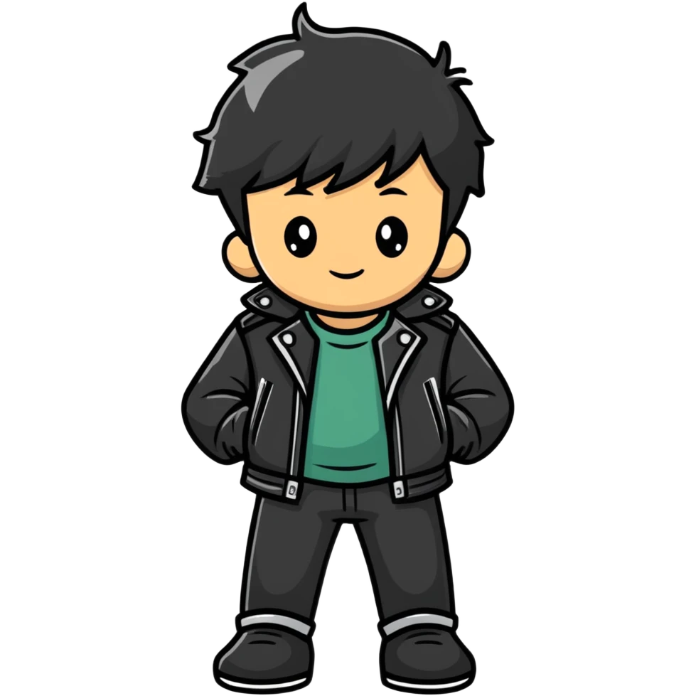 boy in leather jacket outdoors emoji