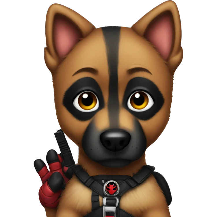 Deadpool holding a German shepherd  emoji