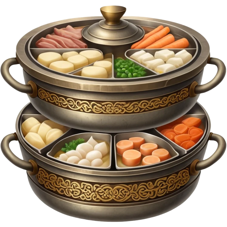 Vintage Chinese hotpot with divided sections emoji