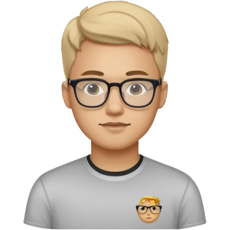 a man in his early 20s wearing glasses for a tech company emoji