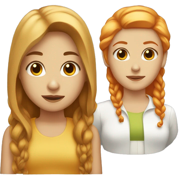 "Two girls, one with blonde hair and the other with red hair." emoji