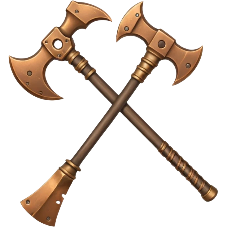 bronze battleaxe, metallic and worn bronze emoji