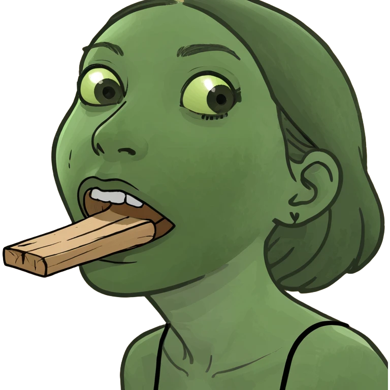 Girl with wood in her mouth  emoji