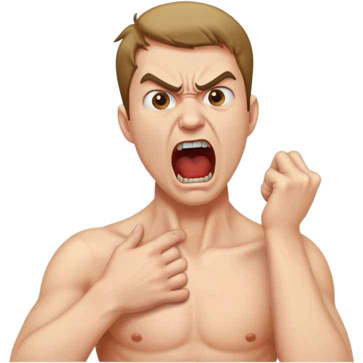 Angry guy screaming holding his own neck emoji