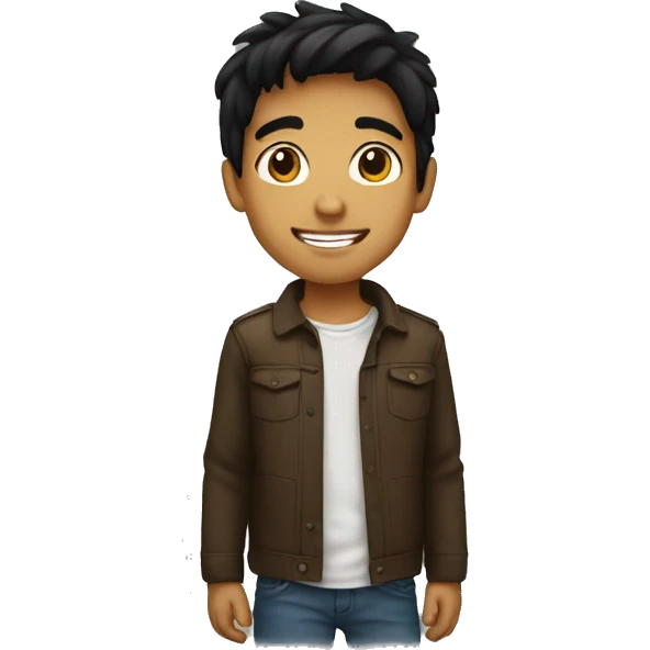 small brown boy black hair cheeky smile emoji