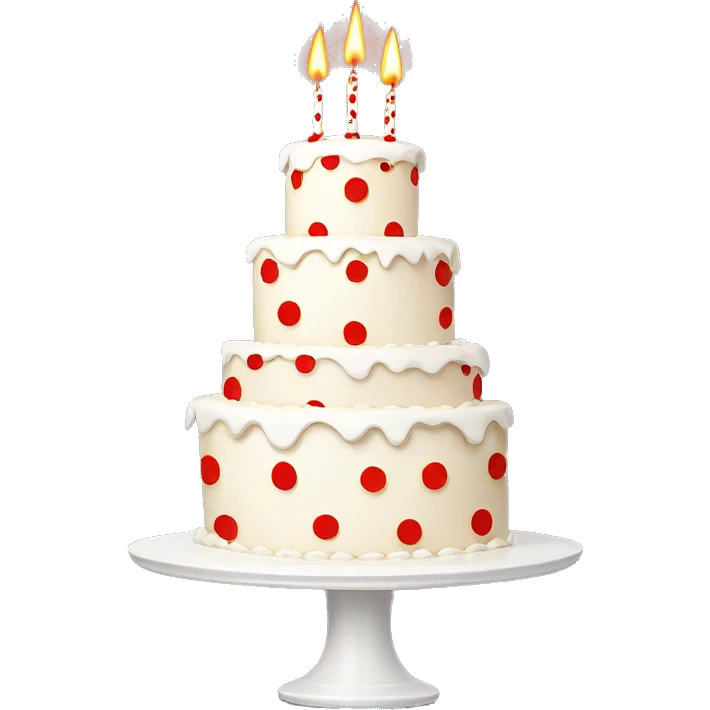 Enormous white birthday cake with red dots huge emoji