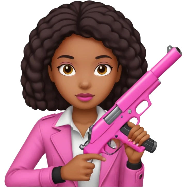Black girl with pink gun emoji
