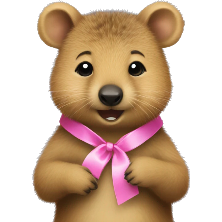 Quokka with a pink ribbon emoji