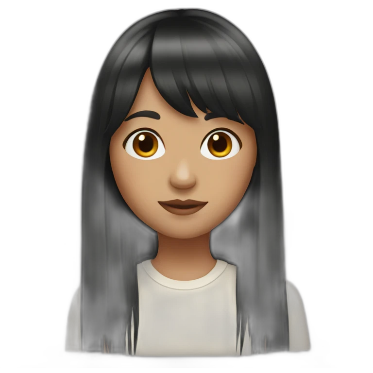 girl with long black hair and fringe emoji