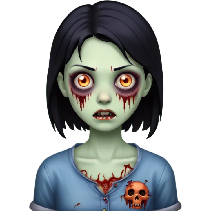 girl zombie  with black hair emoji